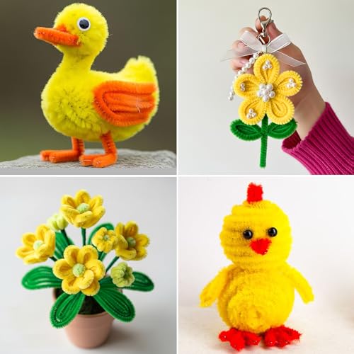 Image of Caydo 200PCS Yellow Pipe Cleaners, Chenille Stems for Crafts