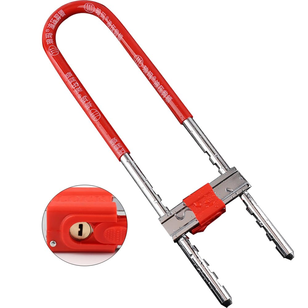 Bügelschloss, U-Form, Rot, verstellbar, 14 mm Stahl, 5 Schlüssel, ideal für den Innen- und Außenbereich