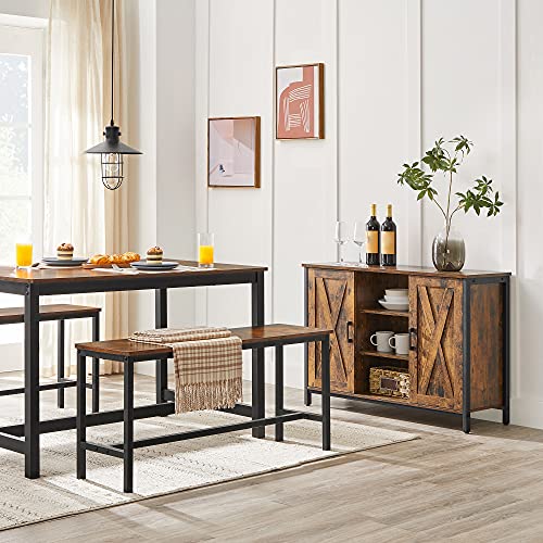 VASAGLE Dining Bench, Pair of 2, Industrial Style, Steel Frame, for Kitchen, Living Room, 12.8 x 42.5 x 19.7 Inches, Rustic Brown + Black，UKTB33X by VASAGLE - Image 2