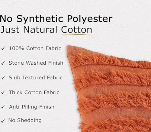 Image of TODY Boho Cushion Covers 16 inch x 16 inch Set of 2 | Pure Cotton 16x16 inch Cushion Cover 1616 | Soft Square Throw Pillow Cover 40 x 40cm for Sofa Bedroom Living Room