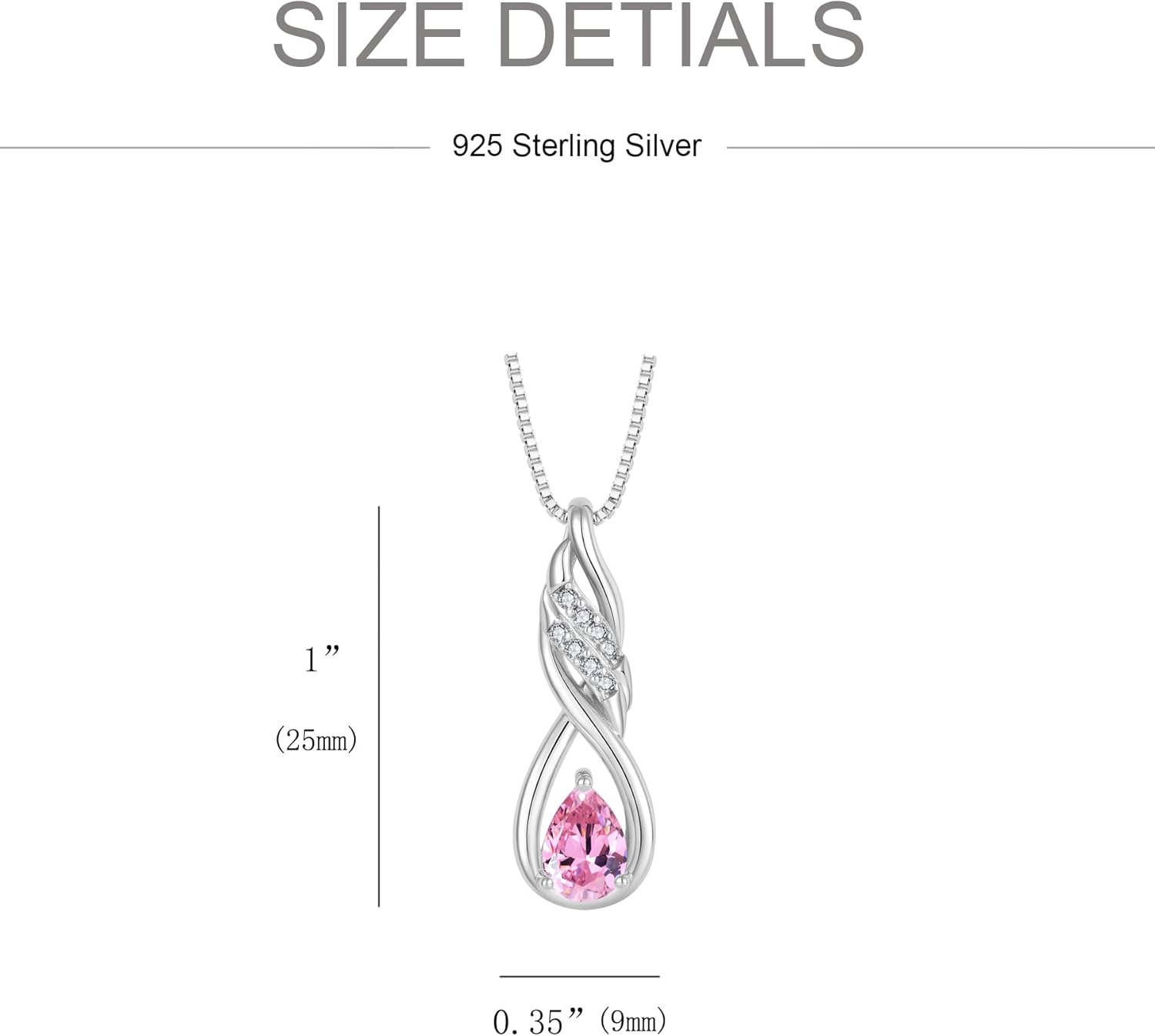 Women Infinity Necklace 925 Sterling Silver Twist Birthstone Pendant with Chain 5A Cubic Zirconia Jewelry for Her - Image 3