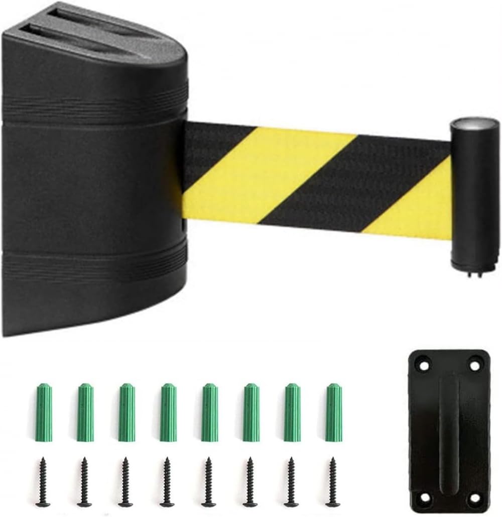 Retractable Barrier Tape, Queue Rope for Crowd Control, Fixed Isolation Tape for Airports, Banks, Outdoor Events, and Public Spaces(3M/9.8FT)