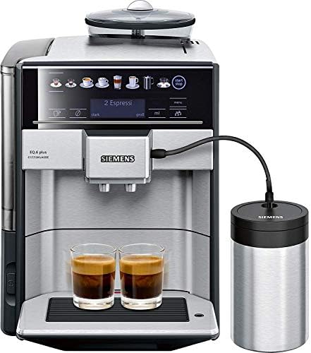 Siemens EQ.6 plus Freestanding Espresso machine Black, Stainless steel 1.7 L 2 cups Fully-auto EQ.6 plus, Freestanding, Espresso machine, 1.7 L, Built-in grinder, 1500 W, Black, Stainless