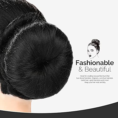 Hair Bun Makers, Teenitor Hair Styling Accessories Kit With 5 Bands& 20 Bobby Pins & 7 Buns For Chignon Hair Styles (2 Small 2 Medium 2 Large 1 Extra-Large), Black #TOP4