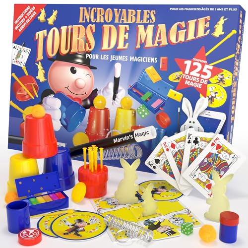 Ensemble de magie pour enfants avec 125 tours de cartes et baguette Marvin's Magic