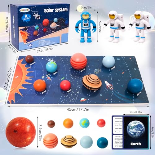 Wooden Solar System Model Board with Sun Stress Ball Astronauts Planet Flash Card Educational Montessori Toys Space Sensory Toys STEM Kits Christmas Birthday Gift for Kids Ages 3-8 by FUNCREVITY - Used condition - Image 7