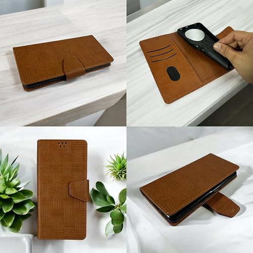 Image of SBMS Flip Cover for Redmi Note 15 5G Poco M8 5G Back Cover Case with Magnatic Closure | Genuine Leather Finish | Inbuilt Stand | Card & Money Pocket | Wallet Style Flip Back Case Cover (Mat Tan)