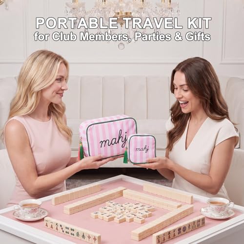 Set 2 bolsas para dados de Mahjong con bordado MAHJ miniatura 7