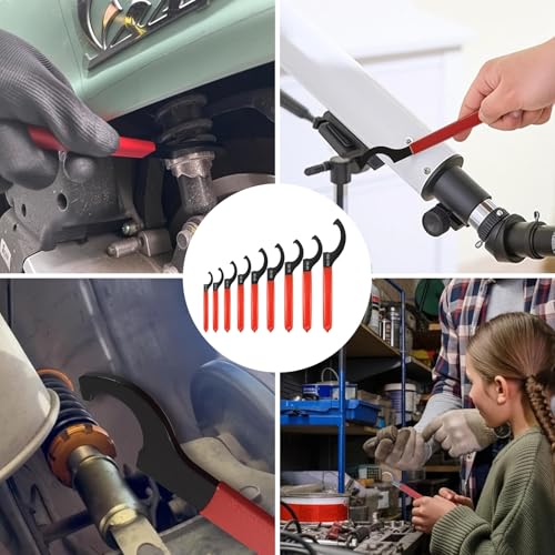 DHSWNNG 9 Stück Hakenschlüssel, Gewindefahrwerk Schlüssel Haken Schlüssel Werkzeug C Schraubenschlüssel Gewinde Schlüssels für Fahrwerksystem