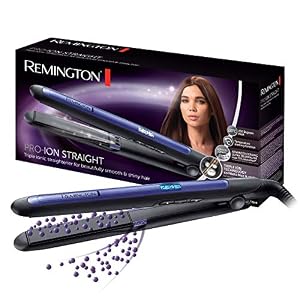 Remington Glätteisen [dreifache Ionen-Technologie: weniger Frizz & statische Aufladung] Pro-Ion (Ultra-Turmalin-Keramikbesc... LCD-Display,150-230°C,Temp.... Haarglätter S7710
