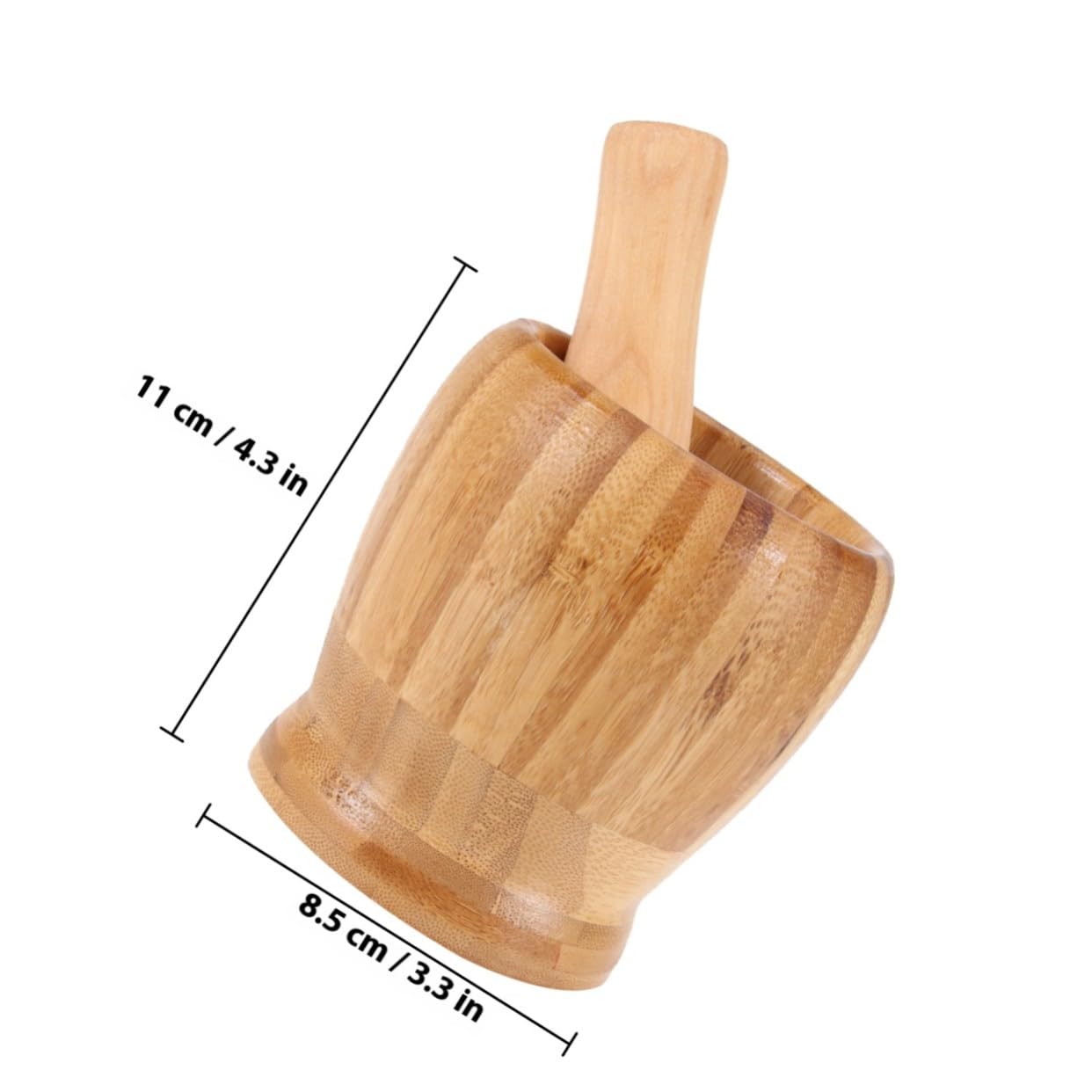 Bamboo Manual Garlic Device Bowl and Pestle Set for Grinding image 2