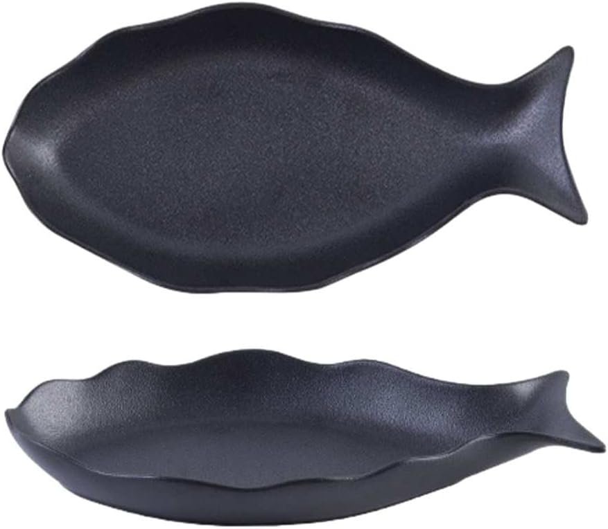 Home Scrub Creative Steamed Fish Plate Oven Available Solid Color Plate-Black