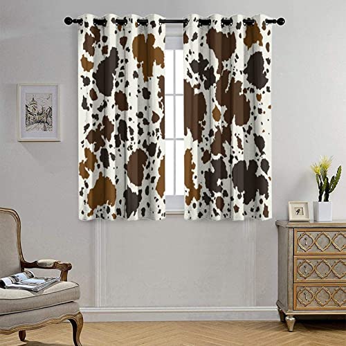 Zmcongz Cow Skin Room Darkening Thermal Insulated Window Curtain Abstract Animal Print Rustic Spotted Cow Texture Thermal Insulated Curtains For Living Room W55 X L63 Inch #TOP6