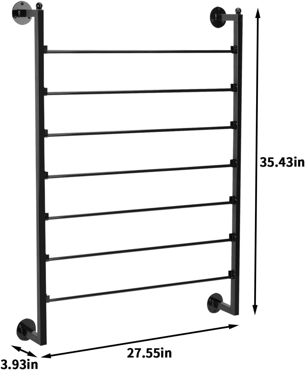 Ribbon Organizer, 7 Tier Wall Mounted Metal Holder,Holiday/Birthday Gift Wrapping Organizer Storage Ribbon Storage Rack for Craft Cake Shop Flower Store,Tie Scarf Rack (Black)