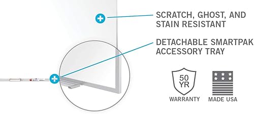 Vista 3 de Ghent Pizarra magnética de porcelana de 4 x 8 pulgadas, marco de aluminio, 1 marcador, 1 borrador, fabricado en los Estados Unidos (M1-4-4)