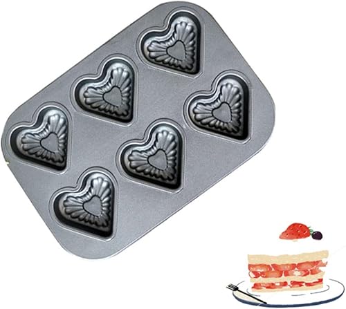 Miniatura 6 de ORFOFE Molde antiadherente antiadherente para magdalenas en forma de corazón, molde para magdalenas de boda, molde para magdalenas, magdalenas de
