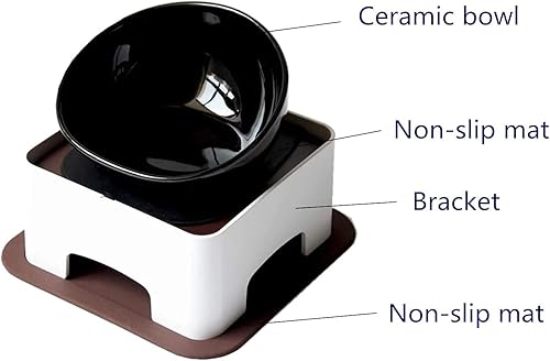 Miniatura 4 de Bulldog Bowl - Plato antideslizante de cerámica desmontable para perros y gatos, comedero inclinado estéril para mascotas con base inclinada