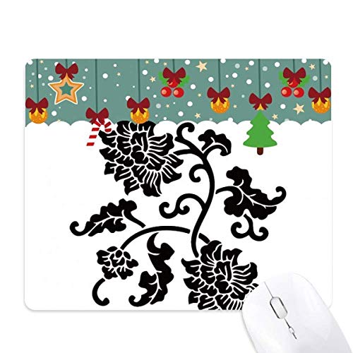 Tapis de souris caoutchouc fleurs noires Silhouette pour un bureau zen et élégant