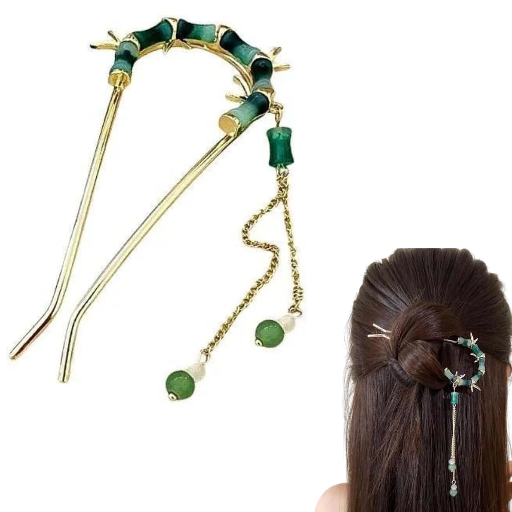 HONEY ACCESSORIES® -1PCS Vintage Chinese Style Classic Hanfu Accessories Hair Stick Hair Fork Hair Chopsticks Metal Hairpin (Bamboo U-shaped Hairpin)-image-28