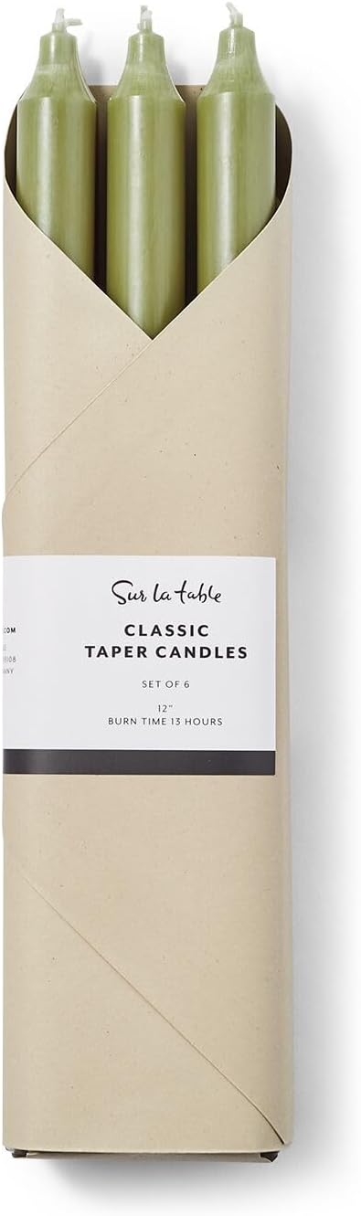 Sur La Table Taper Candles, Set of 6, Moss
