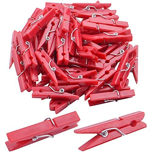 Jdesun 50 Pieces Photo Clips,Mini Plastic Picture Paper Clip Clothespins Peg For Office,Home,Arts(Red) #TOP8
