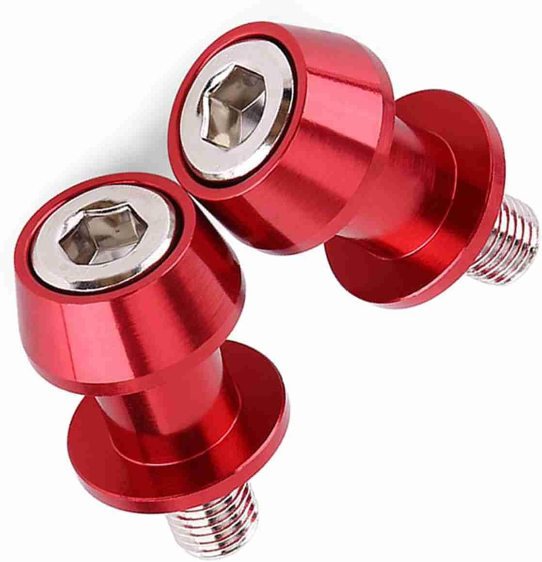 Motorcycle 8/10mm CNC Aluminium Swing Arm Spool Sliders for Stable Rear Stand • Durable CNC Swing Arm Bobbins for • Hard Anodized Rear Stand Spools Motorcycle Enthusiasts • Available (8MM red)