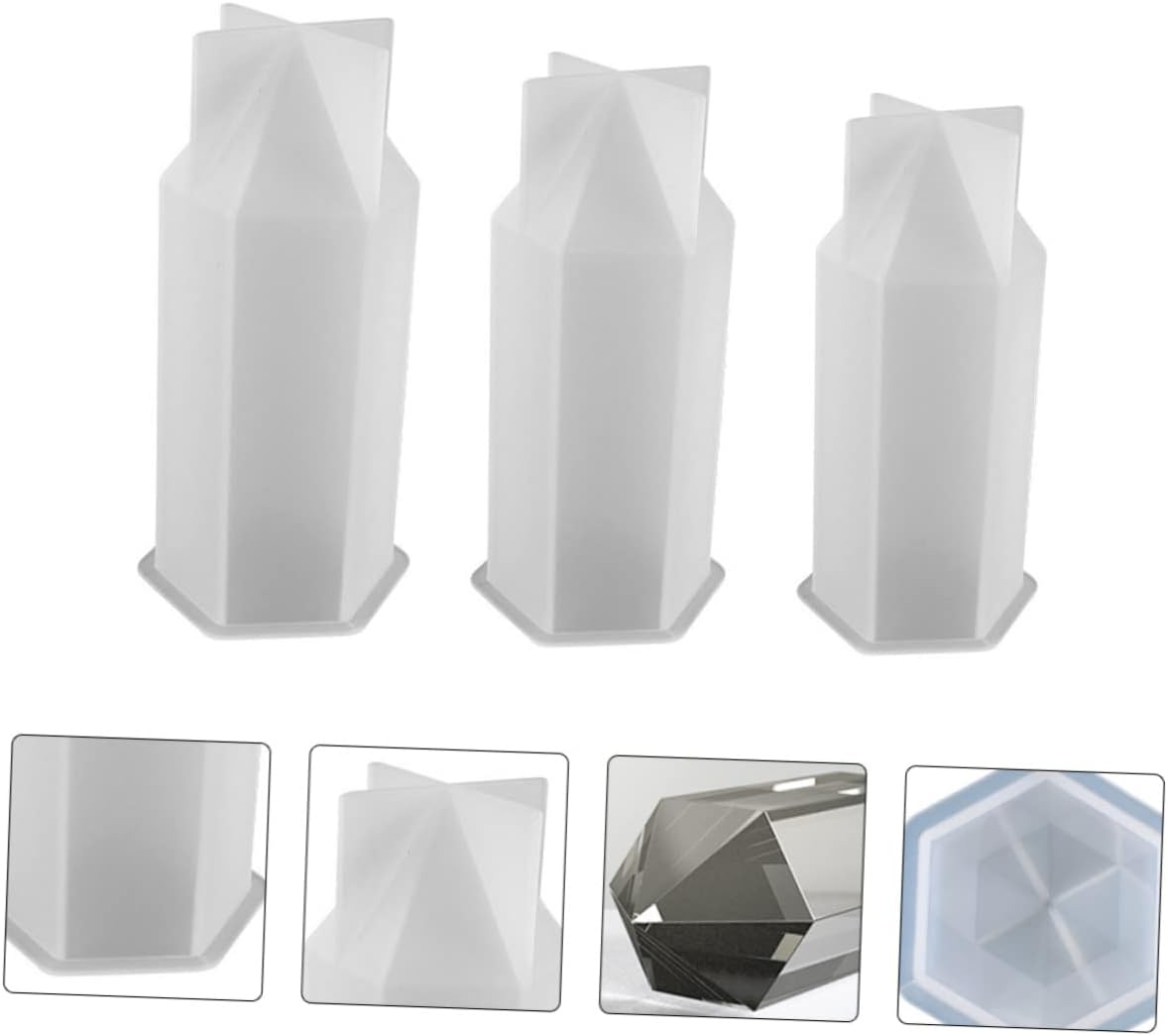 DIY Candle Making Silicone Mold, Six Edges Vertebral Body, 3Pcs White