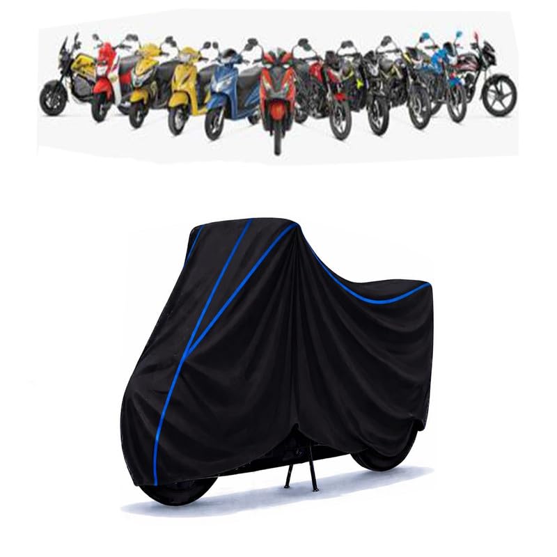 Image of Scooty Cover Water Resistant for Aftek Zapper C | Universal Scooter & Bike Cover | Heavy Duty UV Dust, Rain & Scratch Protection | Elastic Fit All Weather Indoor Outdoor | Black with Blue Piping