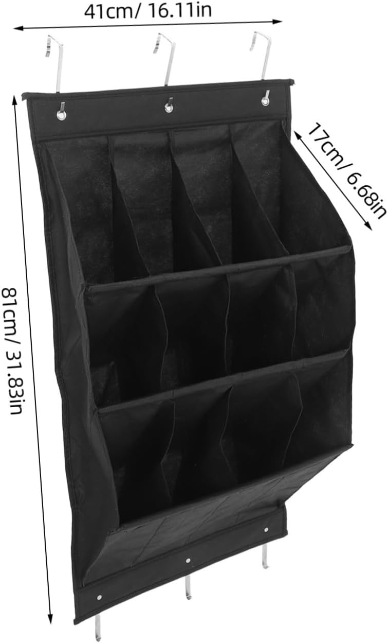 PRETYZOOM 12Grid Over Door Shoe Organizer Breathable Hanging Storage Rack with Wall Mounted Design for Boots High Heels and Slippers Space Saving for Spaces