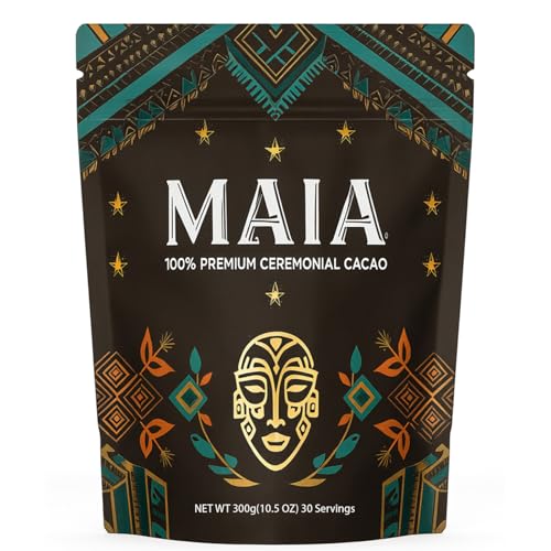 Maia Ceremonial Cacao with Flavanol nattokinase Theobromine Magnesium and Natural Flavonoids Blend Supports Circulation Arterial Health & Cardiovascular Wellness Zero Sugar 100% Pure and Natural