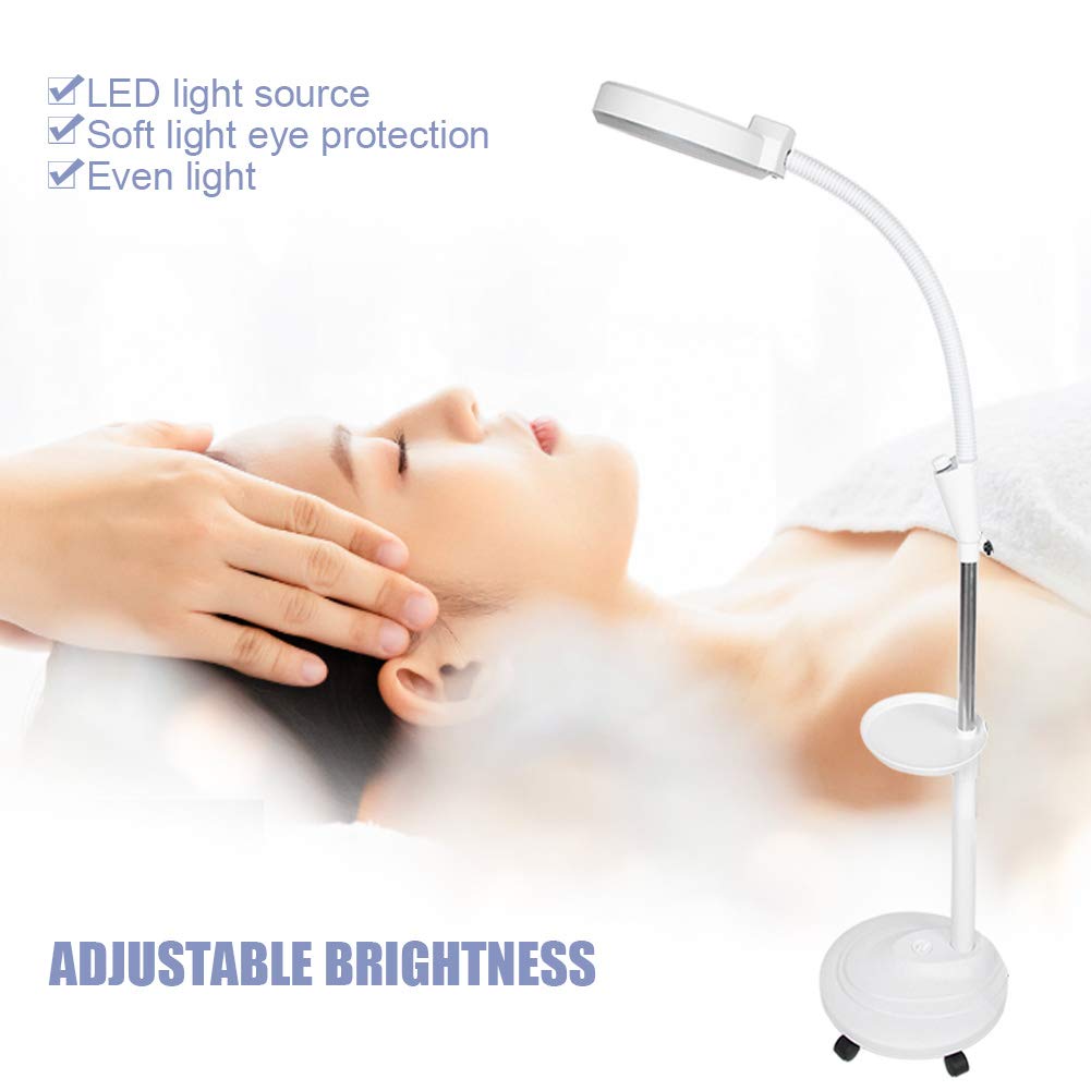 LED Lupenlampe Lupenleuchte Arbeitsplatzlampe KosmetiklampeStativ für Schönheitssalons, Friseure, Tattoo-Studios Weiss, 8-fache Vergrößerung, einstellbare Höhe