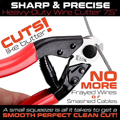 Heavy-Duty Wire Cutter (7,5-Inch) For Diy Projects, Railing, Decking, Wire Seals & Bicycle Cable. Sharp & Precise One-Hand Operation 7,5"Steel Cable Cutter, Bike Cable Cutter & Wire Rope Cutter #TOP1