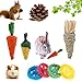 8Jouets à Mâcher pour Lapins,Jouets à Mâcher pour Petits Animaux pour Petits Animaux de Hamster, Maïs,Carotte pour Lapin,Chinchilla,Cochon d'Inde,Hamster, Marmotte Les écureuils Broient Les Dents