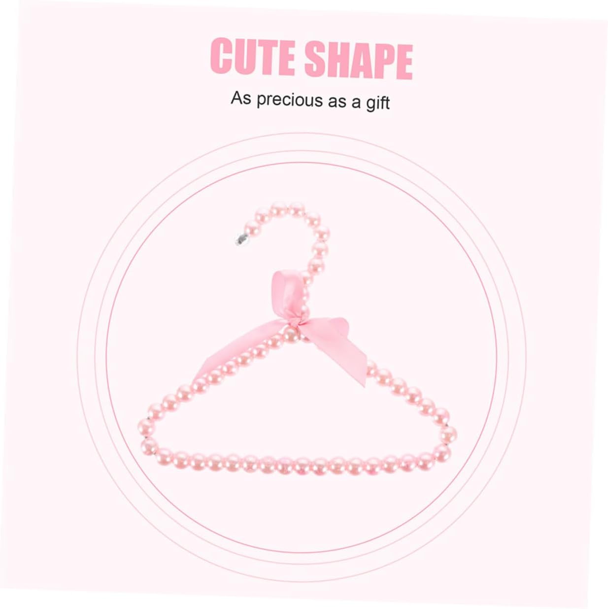 5pcs Pink Pearl Beads Small Clothes Hangers Faux Pearl Beaded Garment Hangers with Ribbon Bowknot for Pet Dog Cat Baby Clothing Trousers Jeans Skirts