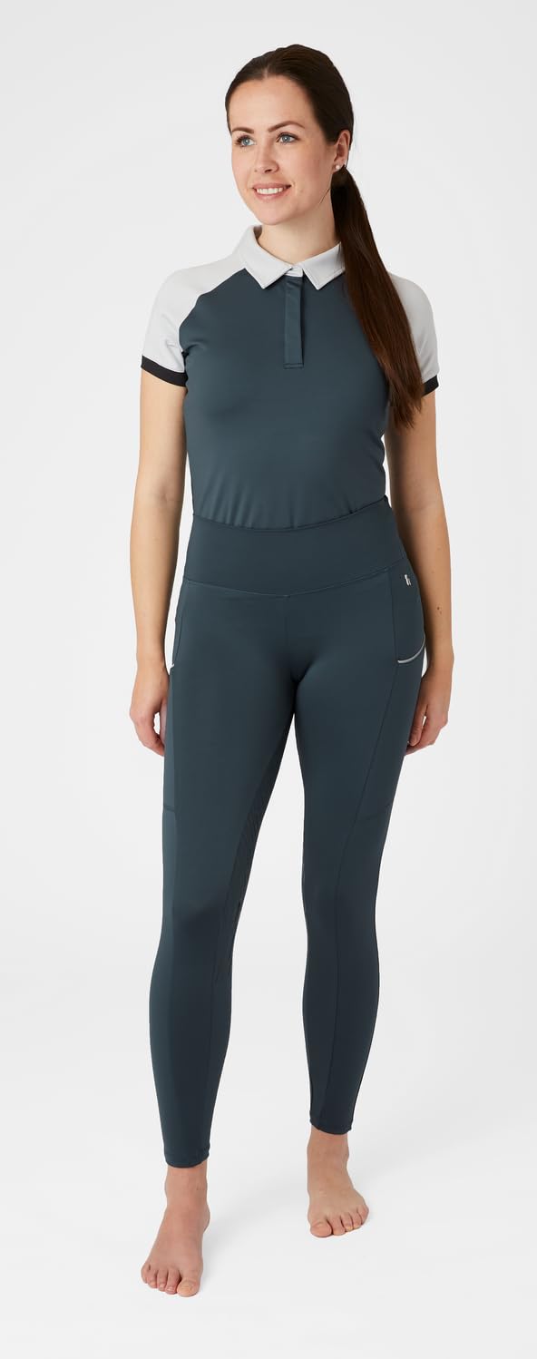 NETPROSHOP Damen Reitleggings mit Handytasche Hoher Bund Silikon-Vollbesatz Atmungsaktiv Gr.34-44