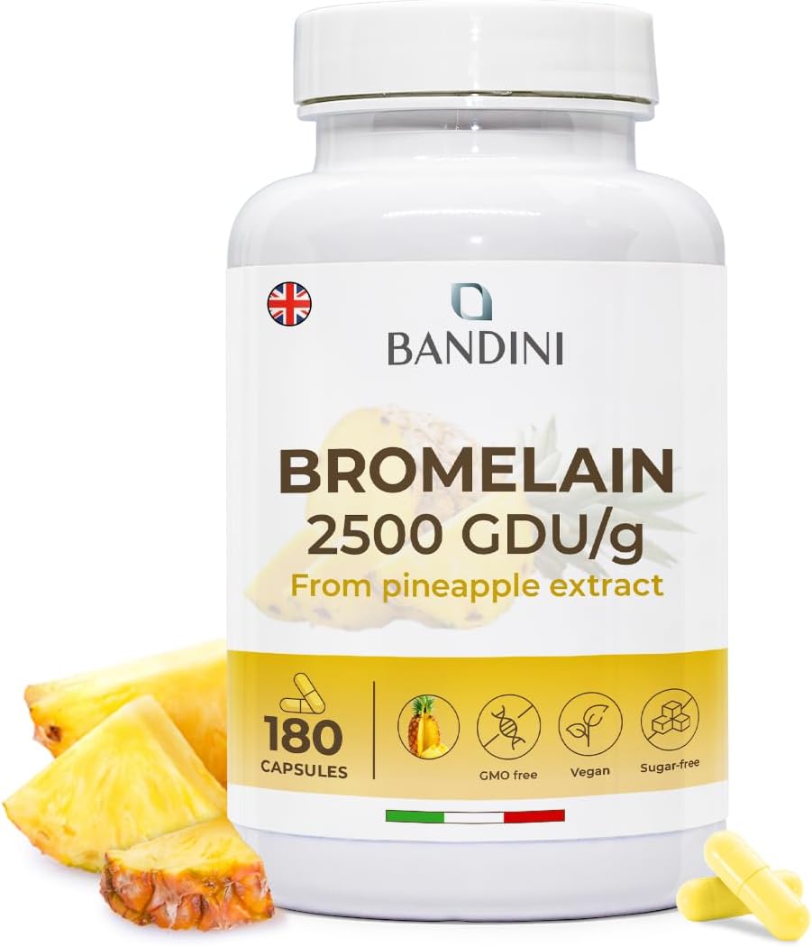 Bandini® Bromelain 180 Capsules 1000mg | 2500GDU High Strength Digestive Enzyme Supplement | 180 Vegan Capsules