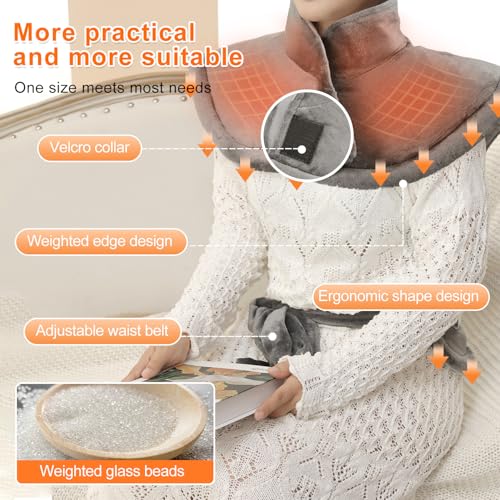 Weighted Heating Pad for Back Pain Relief - 24x33 inches, Gray - Ideal Birthday Gift for Women, Men, Mom, Dad