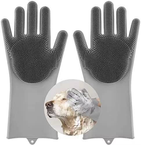 Luva de Silicone para Banho e Remoção de Pelos de Cães e Gatos Sene – Cinza