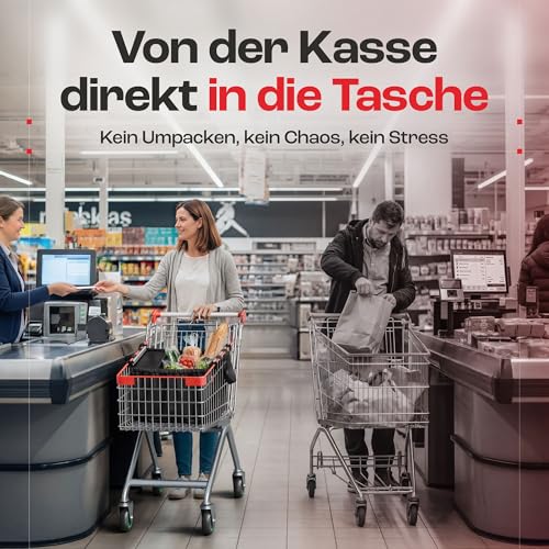 achilles Easy-Cooler Alu, Faltbare Einkaufswagentasche mit Kühlfach, Einkaufstasche passend für alle gängigen Einkaufswagen, 33x50x38cm