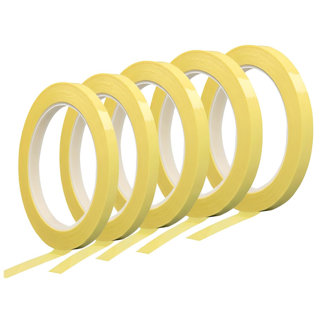 5 pezzi Nastro Vinilico per Mascherature di Precisione, 3/5/8/10/12 mm Largo Nastri Adesivi Colorati,Lunghezza 50 m,Adatto per Artigianato, carrozzerie e Decorazioni Fai-da-Te(Giallo chiaro)