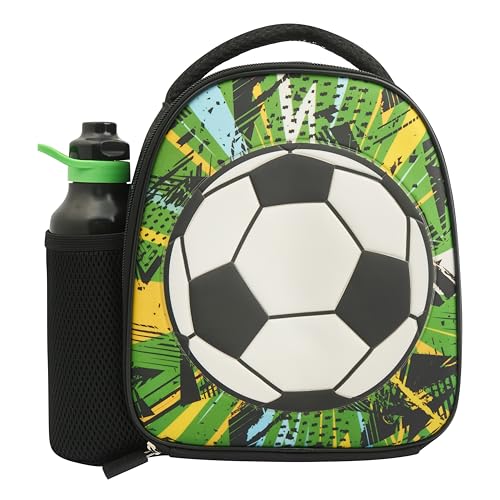 Polar Gear Football Energy Insulated Kids Lunch Bag Holder and 600ml Water Bottle Polyester 600 milliliters Black