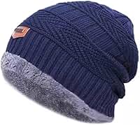 Touca gorro peluciado quentinho forrado lã masculino e feminino para frio intenso com conforto (AZUL)