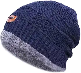 Touca gorro peluciado quentinho forrado lã masculino e feminino para frio intenso com conforto (AZUL)