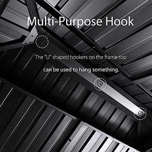 Purple Leaf 12' X 16' Outdoor Hardtop Gazebo For Patio Galvanized Steel Double Roof Permanent Canopy Aluminum Frame Pavilion Gazebo With Netting #TOP5