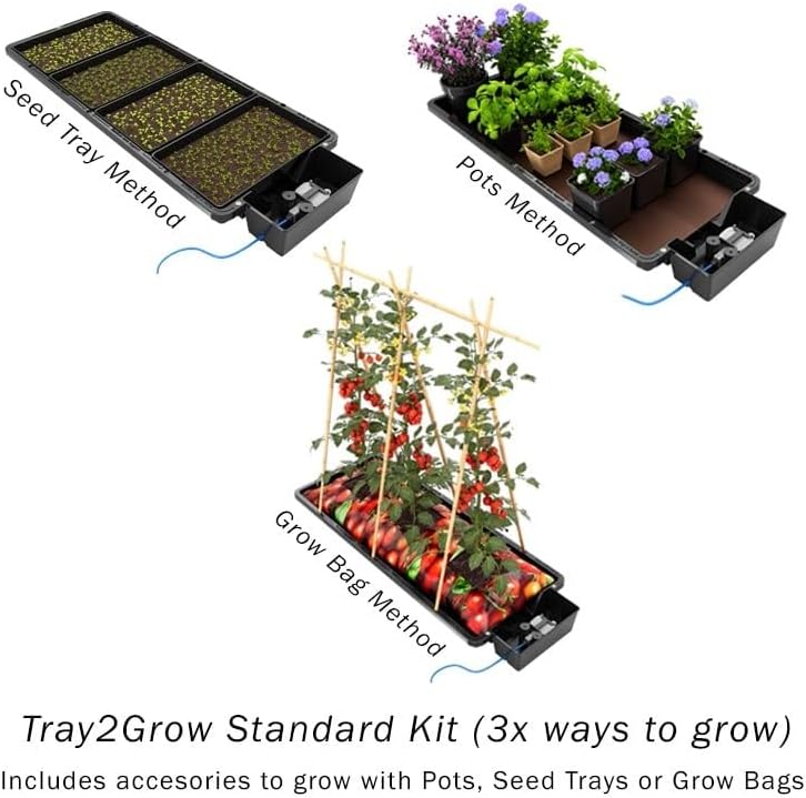 AutoPot Tray2Grow System - Standard Tray2Grow with 25 Gal FlexiTank - Self-Watering, Gravity-Fed Hydroponic Indoor System, Black