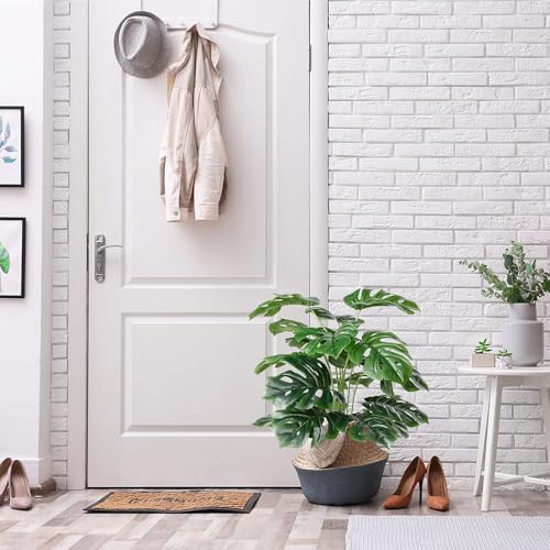 Image of Dekorly Artificial Palm Plants - Faux Turtle Leaf, Fake Monstera Tropical Large Palm Tree Leaves for Outdoor UV Imitation Decorations (12 Leaves | Without Pot)