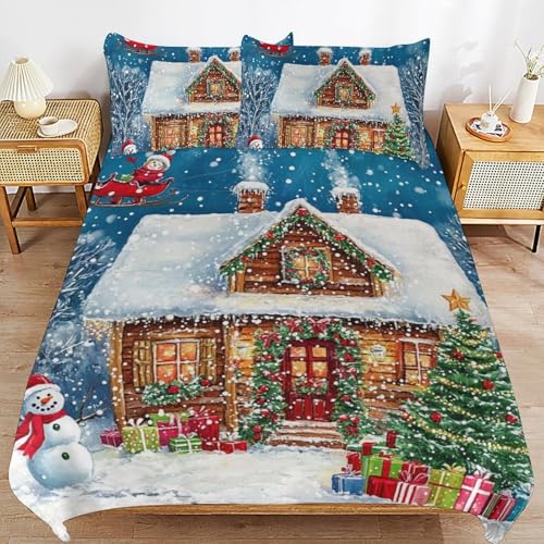Ropa de cama de Papá Noel con funda nórdica infantil suave de microfibra 2