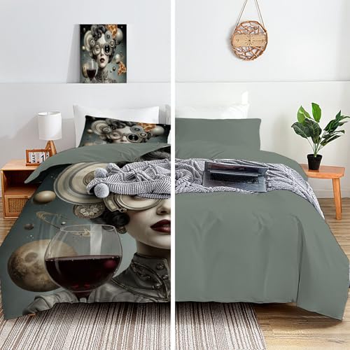 Housse de Couette 140x200 Anti-Glissement avec Fermeture Éclair pour Lit Simple - 6
