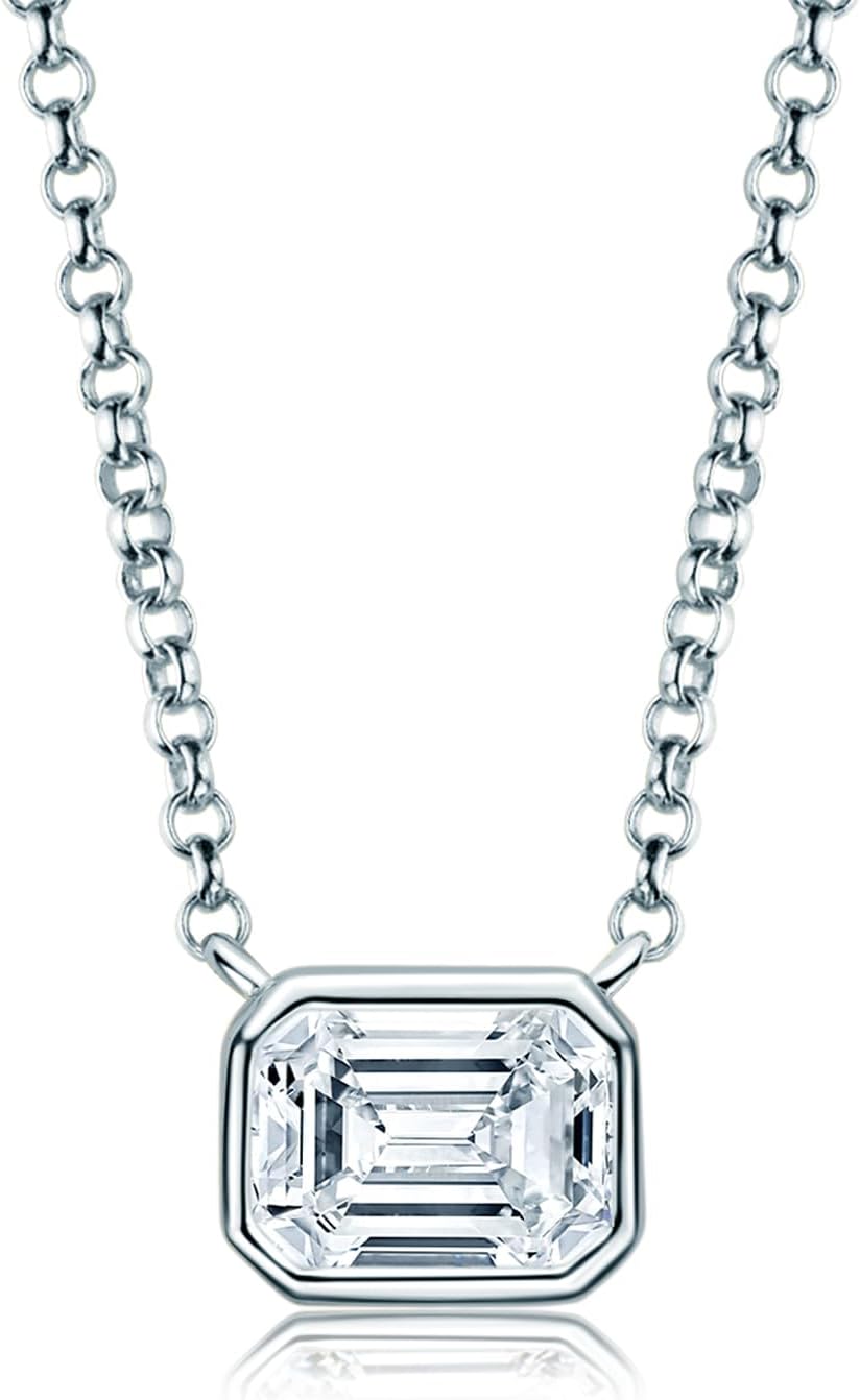 Moissanite Necklaces for Women, 1-3 CT Solitaire Pendant 925 Sterling Silver Jewelry Mother's Day Wedding Gifts for Her