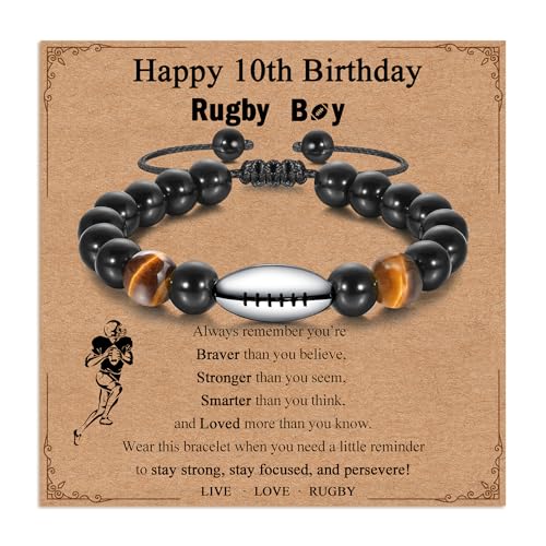 Pulsera de rugby con ojo de tigre para adolescentes de 10 a 16 años